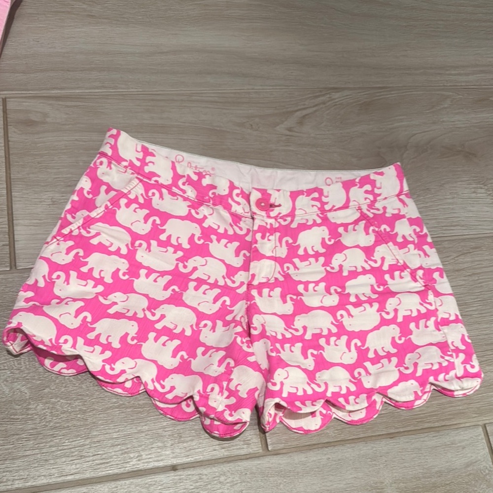 Lilly Pulitzer Pink Elephant Print High Waist Shorts